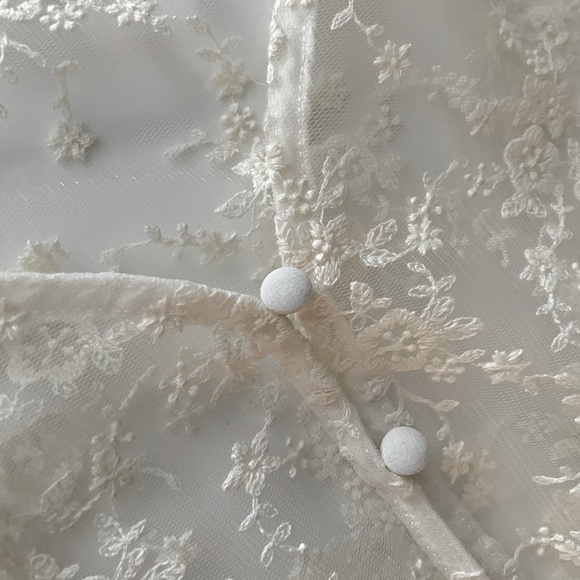 ASOS Lace synched waist white floral bohemian blouse size M - Picture 6 of 9